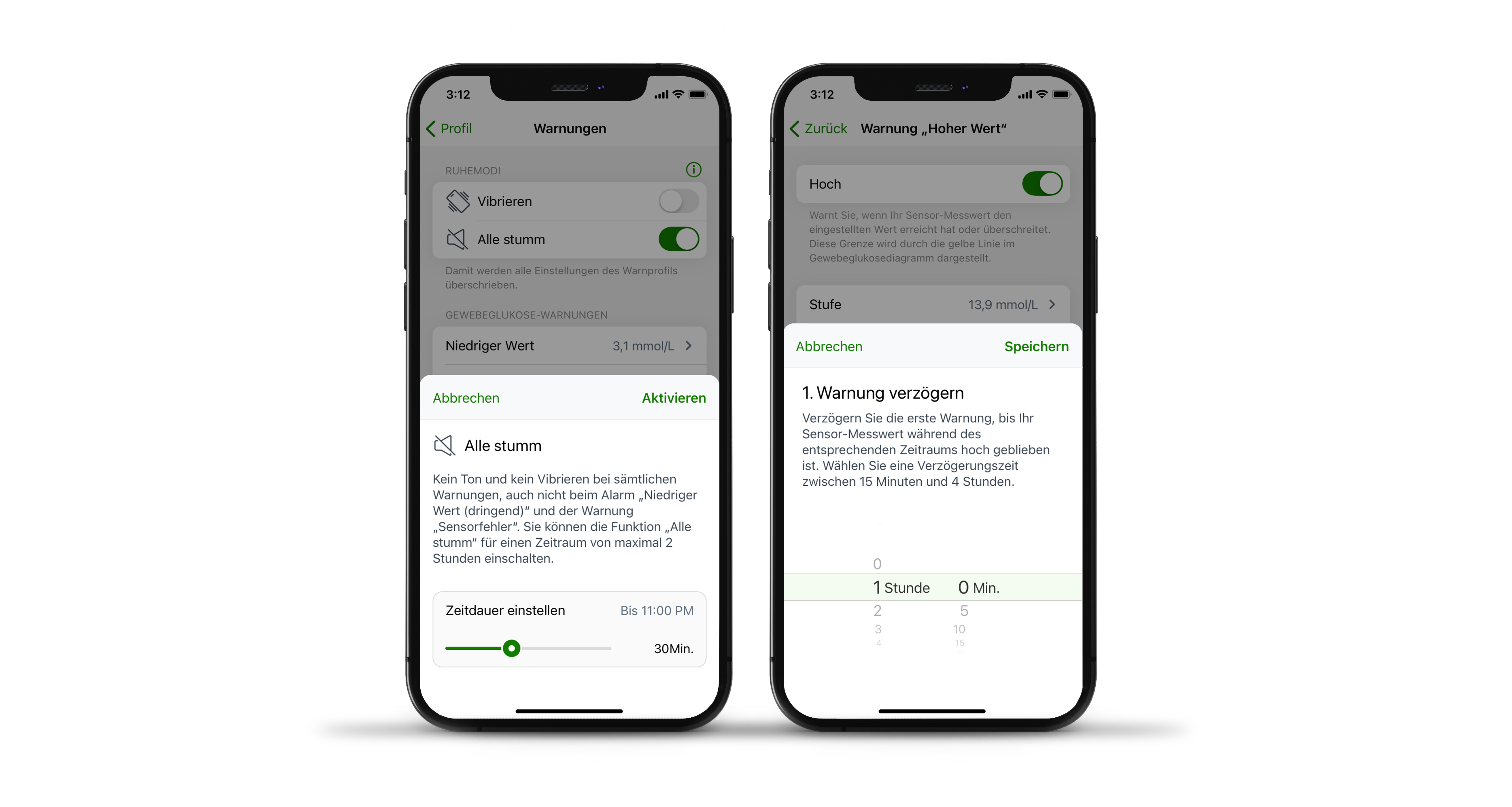 Warnungen vor hohem Glukosewert und Einstellungen für Warnungen in der Dexcom G7-Applikation